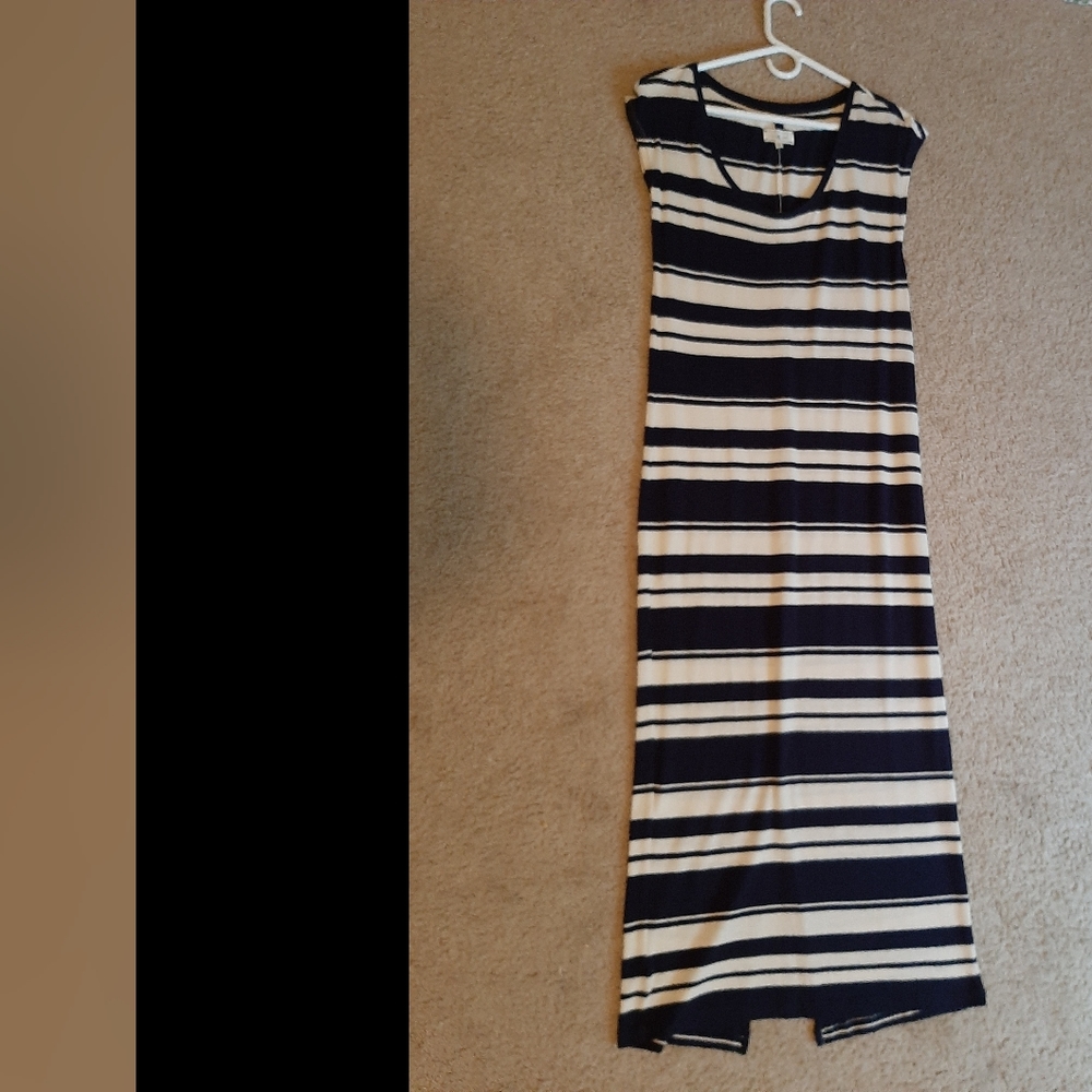 Long Maxi Dress, Size Small, black and cream stripe, Lou & Grey brand